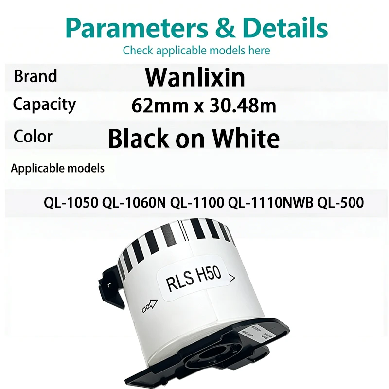 1/3/5 Roll DK-22205 DK 22205 Thermal Paper 62mm*30.48m Strong Label Compatible For Brother QL-1100 QL-1110NWB QL-1050 QL-1060N