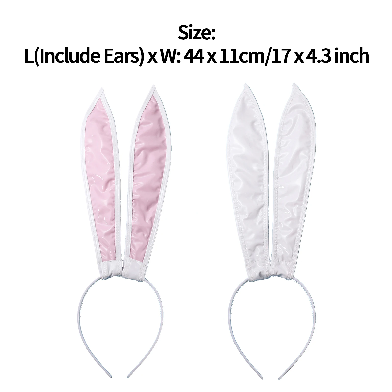 Women PU Leather Rabbit Ears Hair Hoop Headband Headdress Naughty Bunny Girls Cosplay Accessory Fancy Dress Party Props