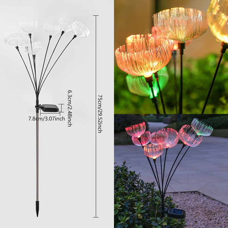 Led Solar Fiber Jellyfish Light Outdoor Camping Decorative Lights Warm Garden Starry Lawn Landscape Lights Camping Supplies