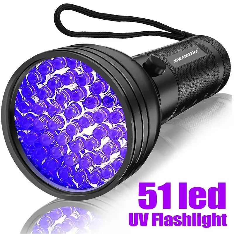 Portable UV Flashlight 395nm Black Light Flashlights Ultraviolet 51 LED  Torch Pet Urine Stains Fluorescent Agent Detector