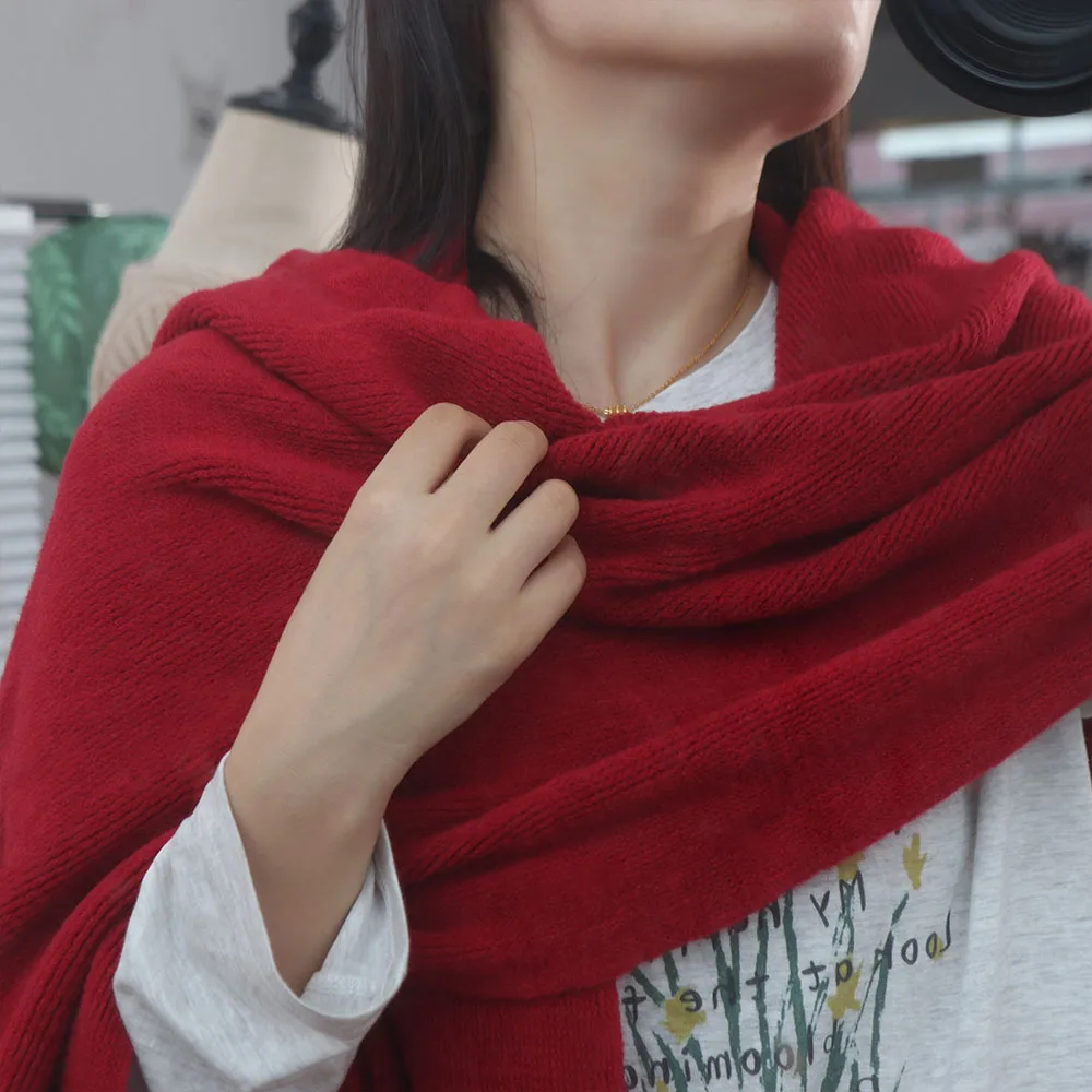 High Quality Solid Color Men Wool Scarf Simple Long Winter Cashmere Scarf Soft Knitted Coldproof Scarf Gifts