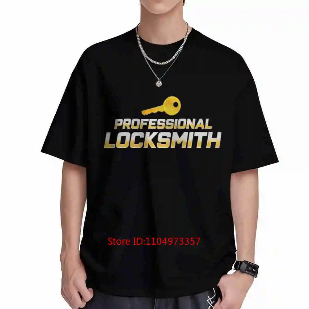 Locksmith Bold Yellow Professional Back Print Key Short Sleeve Tee 100% Cotton T-Shirt
