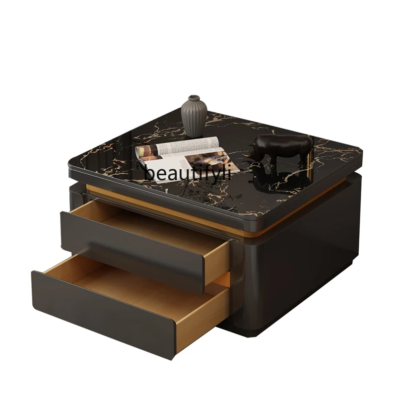 

Modern Simple and Light Luxury Solid Wood Marble Side Table Living Room Sofa High Sense Small Coffee Table Combination