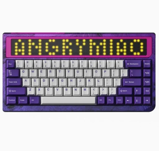 

AngryMiao AM RGB65 ice flower purple three-mode mechanical keyboard, custom kit