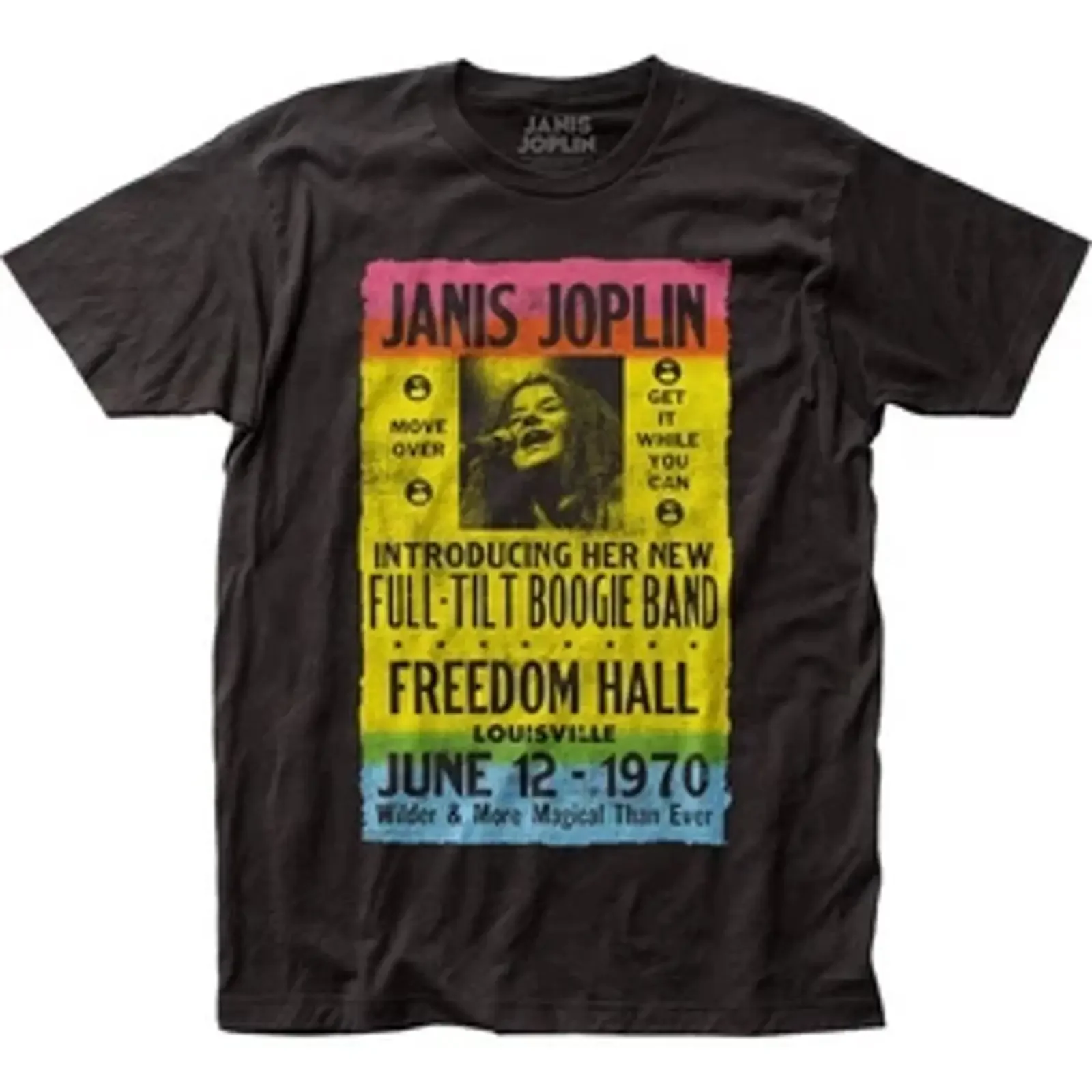 Camiseta Janis Joplin Freedom Hall para Homens, Música Clássica, Banda de Rock, Nova, Preta, Vintage, Lavada, Versátil, Macia