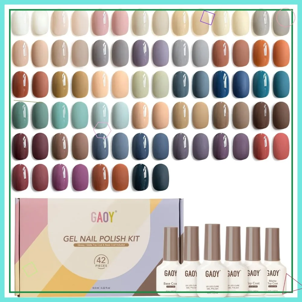 

42 Pcs Gel Nail Polish Kit with Glossy & Matte Top Coat, Base Coat for Salon and DIY Manicure at Home