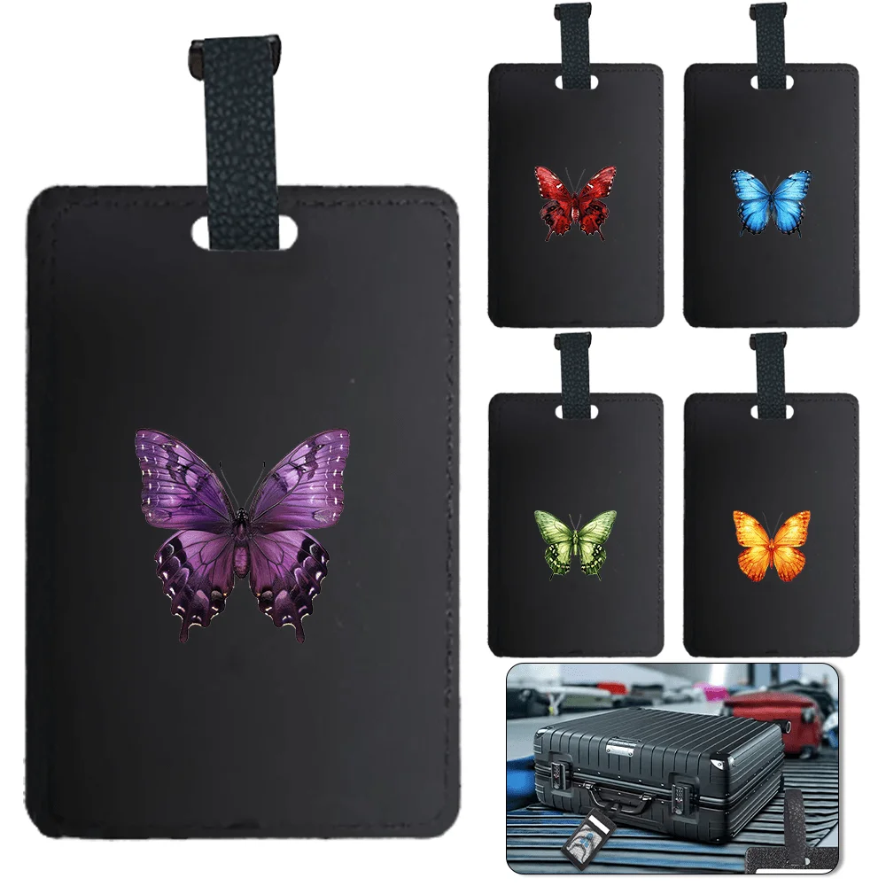 

Women Personalized Luggage Baggage Boarding Tag Fashion PU Luggage Tag Portable Outdoor Accessories ID Name Butterfly Pattern