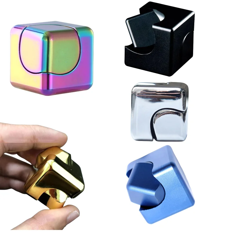 Square Fidget Spinner EDC Toys Metal Rotate Cube Antistress Finger Gyroscope Hand Spinning Vent Adult Kids Desk Game Gifts