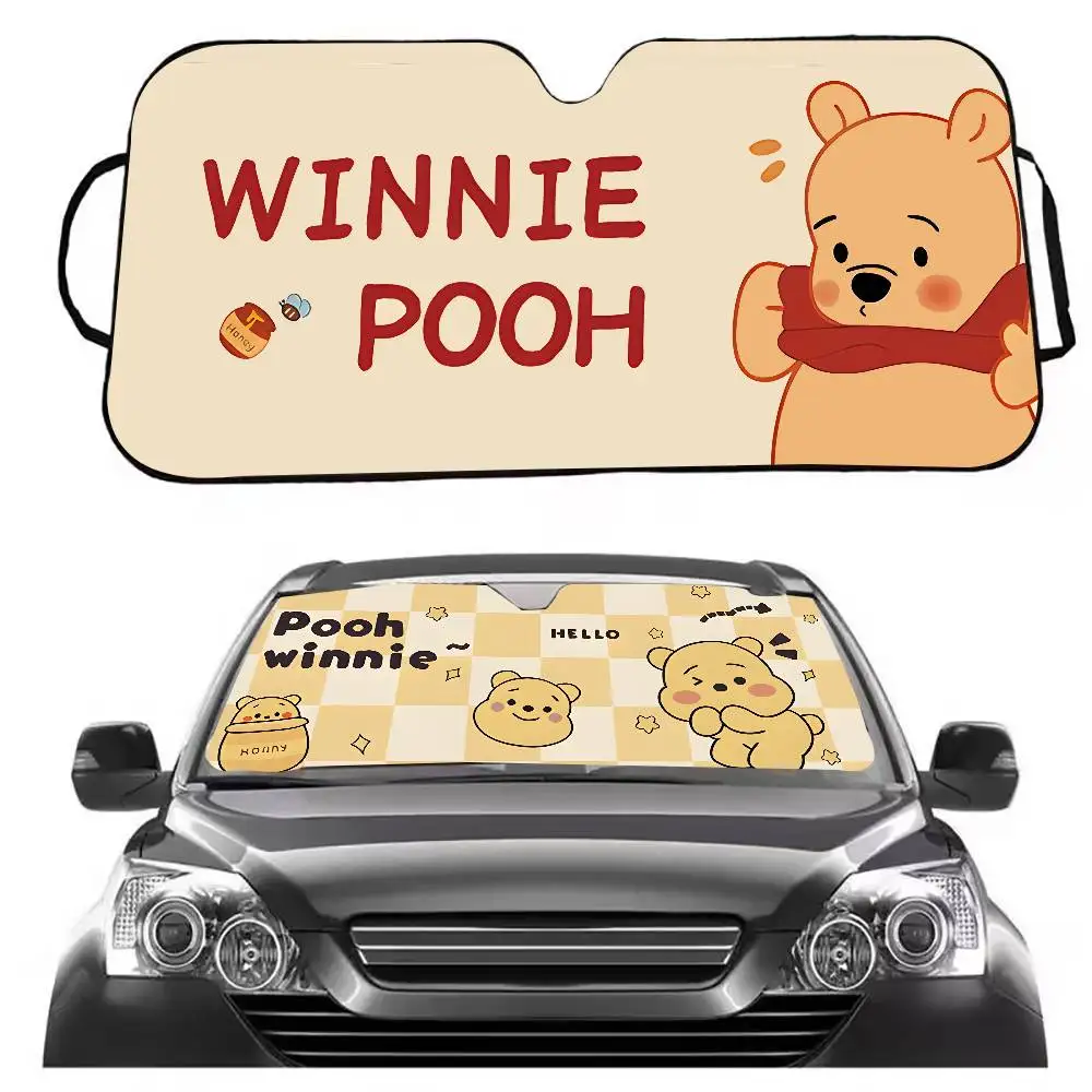 W-Winnies-The-P-Poohs Car Sunshade Window Sunshade Sunblock Front Windshield Hood Interior Front Baffle Double Sunshade view 6