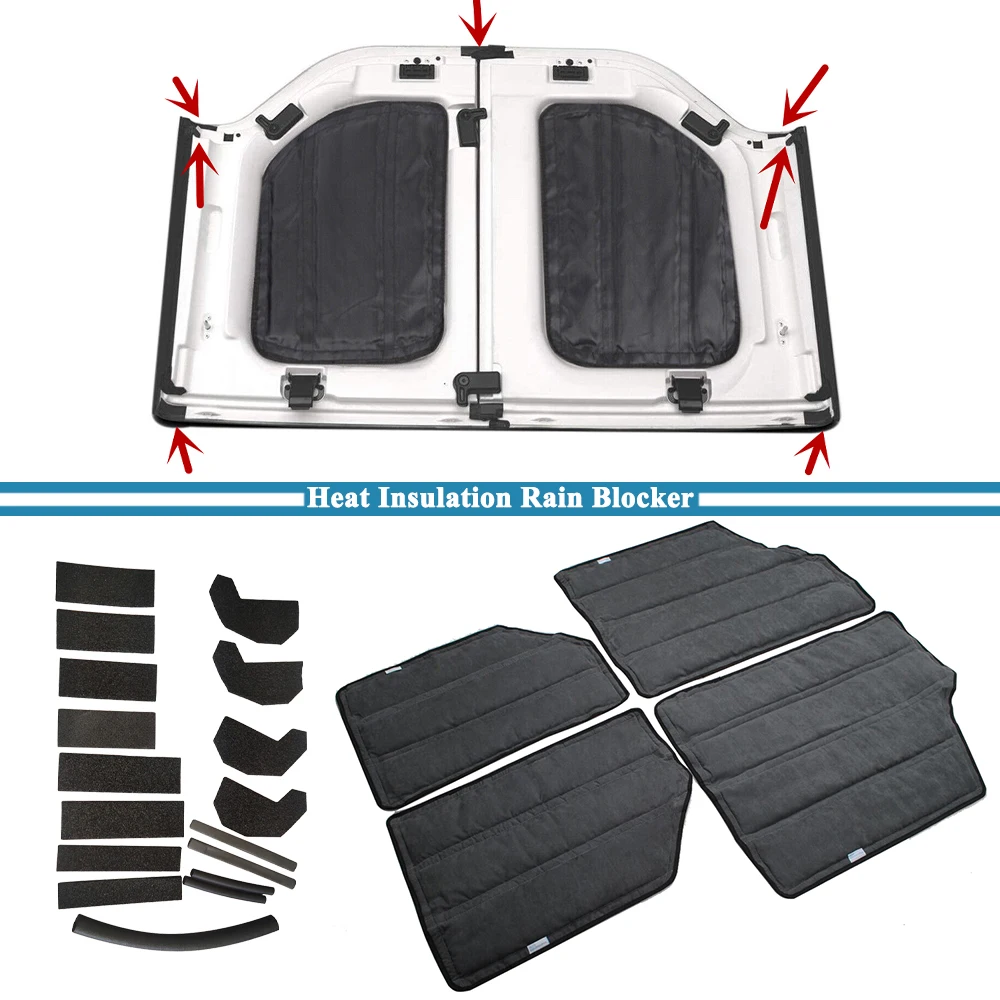 Top Heat Insulation Cotton Hardtop Rainwater Blocker Diversion for Jeep Wrangler JK 2012-2017 2-Doors Car Interior Accessories