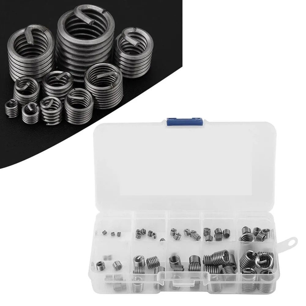 60Pcs 304 Stainless Steel Thread Repair Insert Kit Steel Sheath Helicoil Set / Helicoil Type Insert