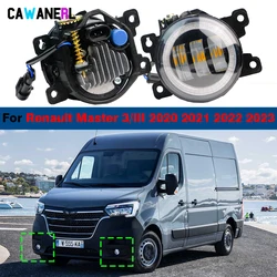 2 X Car Right + Left Angel Eye LED Fog Light DRL For Renault Master 3/III 2020 2021 2022 2023 H11 Adjustable Fog Lamp Daylight
