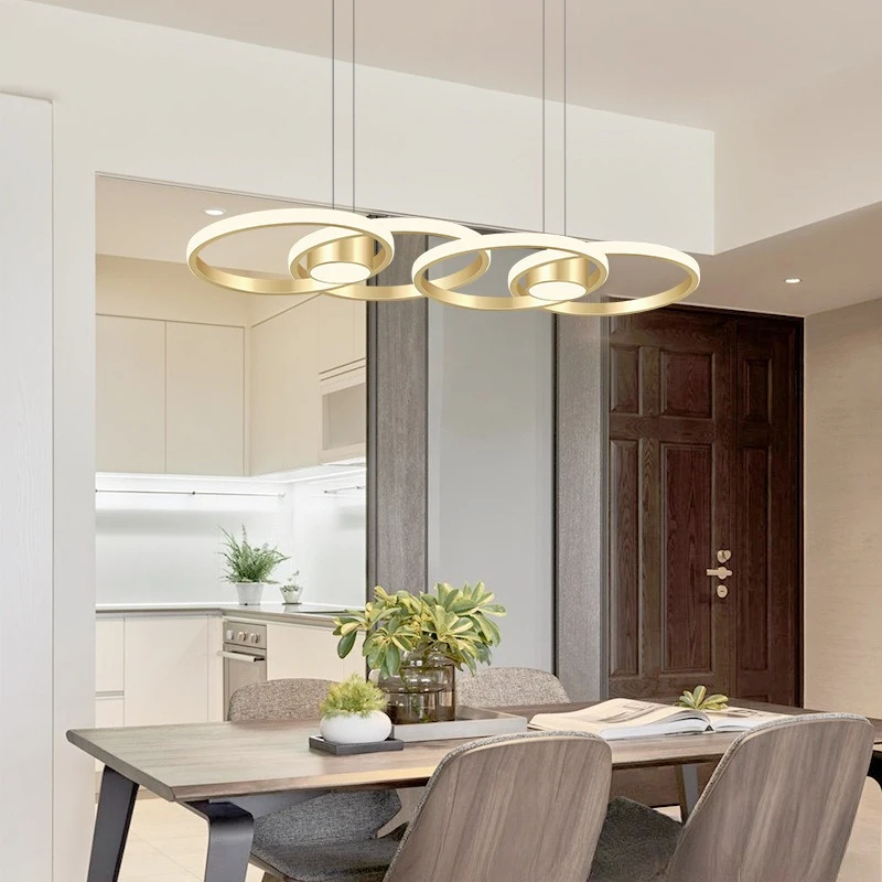 Restaurant chandelier, modern minimalist Nordic style, gold aluminum