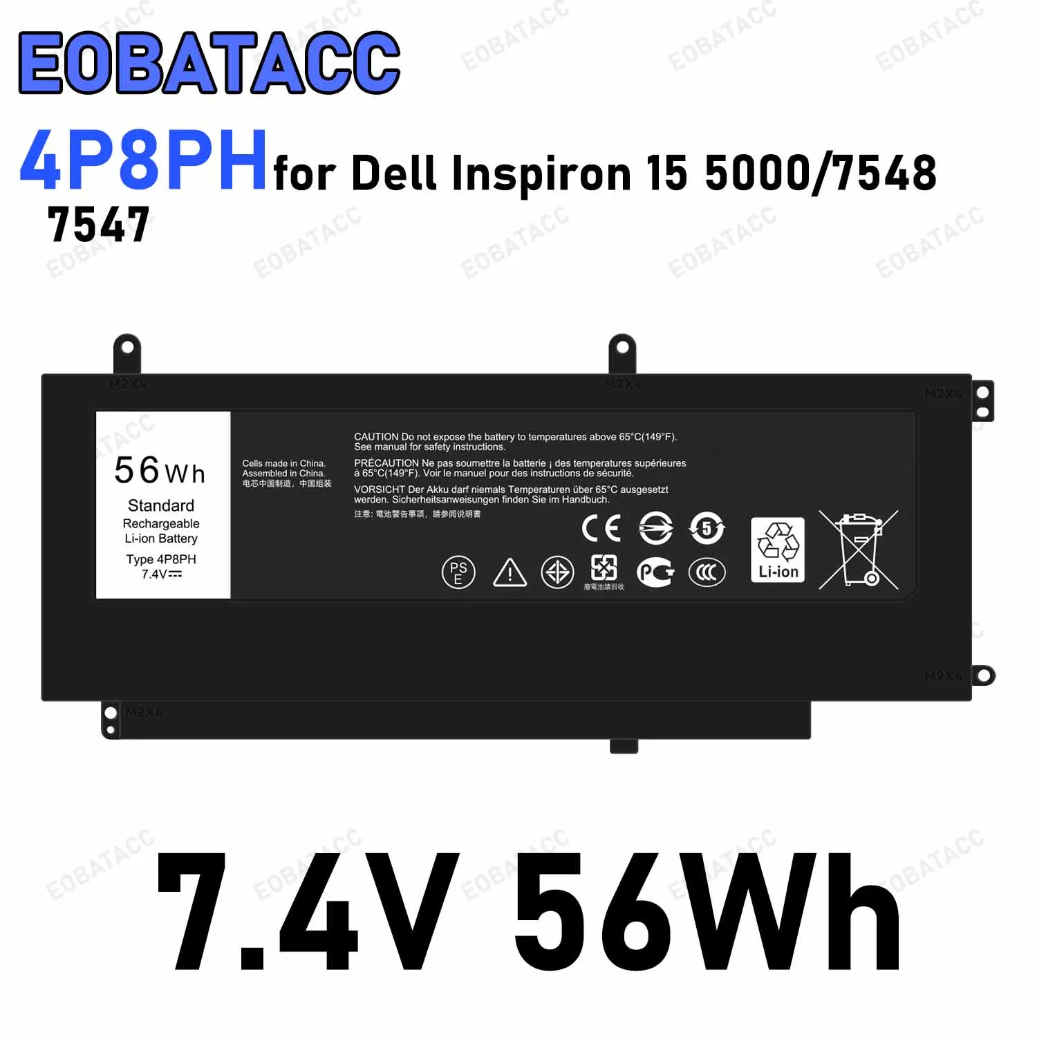 4P8PH Laptop Battery for DELL Inspiron 15 5000 7548 7547 7.4V 56Wh Replacement Battery