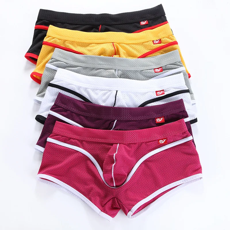 WJ men’s underwear in Europe and the United States in summer low waist ice mesh hole breathable mens Boxer underwear men