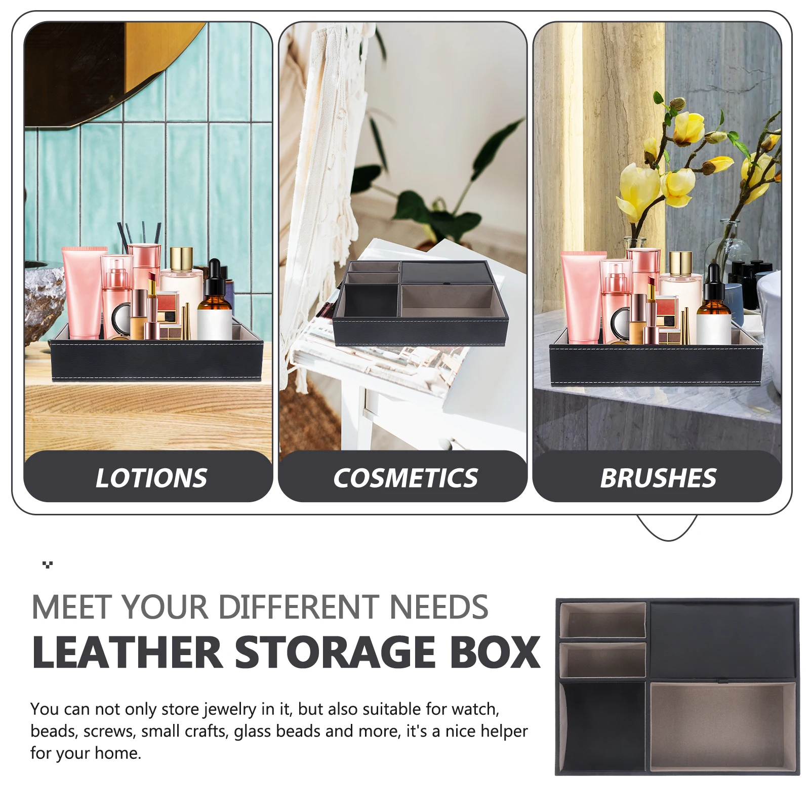 

Multi Compartment Jewelry Box Vintage Ring Holder Organizer For Earrings Watches Storage Case Trinket Display