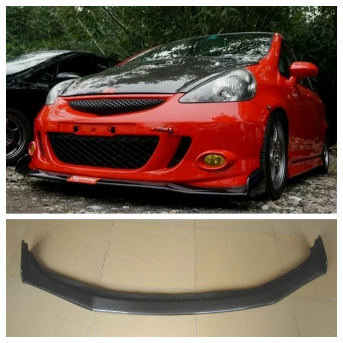 

Карбоновый спойлер (накладка) на передний бампер для Honda FIT JAZZ 07-08, тюнинг, автоаксессуары