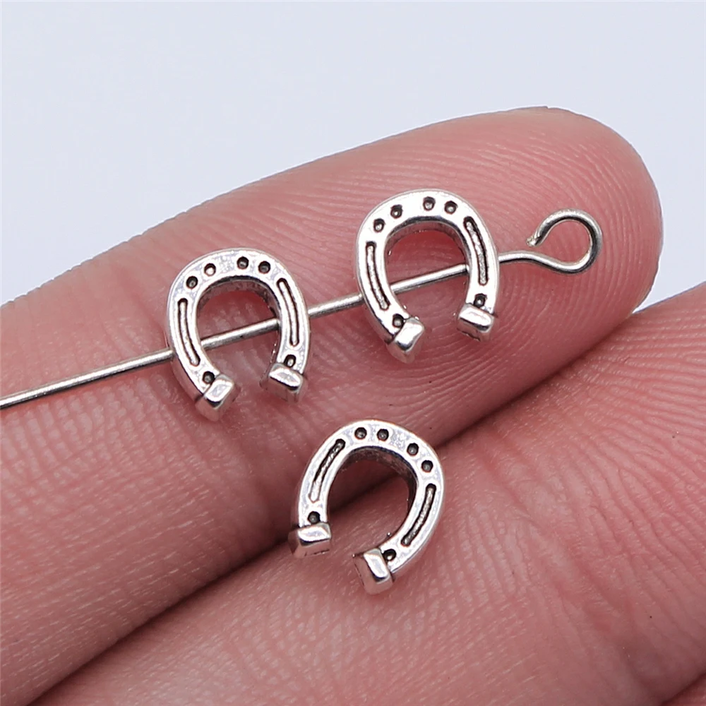 WYSIWYG 20pcs 7x8mm Antique Silver Color Horseshoe Beads For Jewelry Making DIY Jewelry Findings