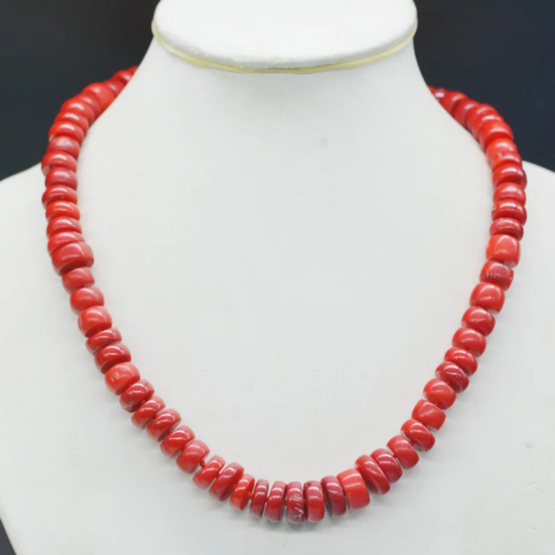 

Sophisticated/Fashionable . 10MM 100% natural red coral irregular necklace 19"