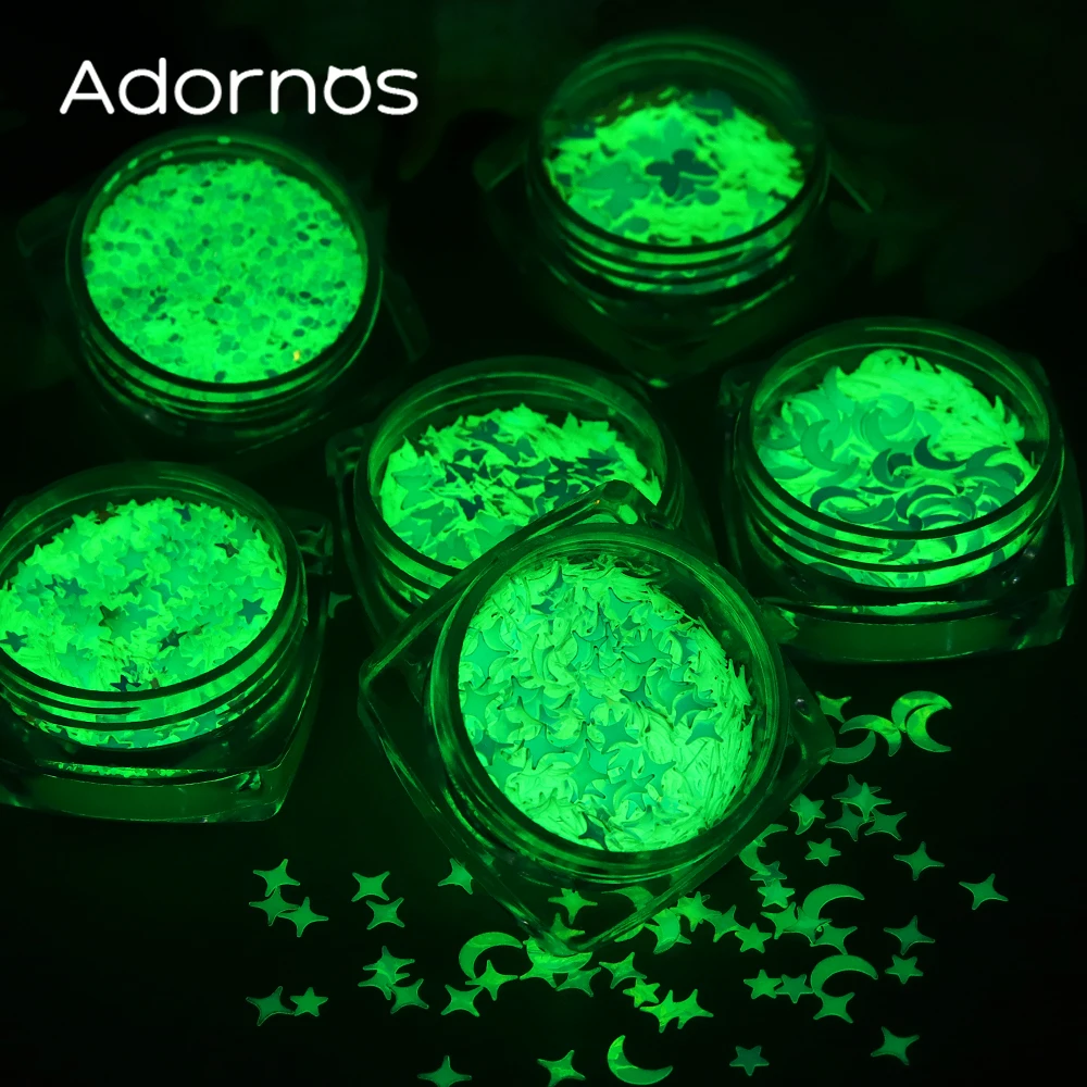 Luminous Stars Moon Glitter Flakes For Epoxy Resin Filling Green Light Butterfly Resin Sequins Earrings Keychain Making Supplies