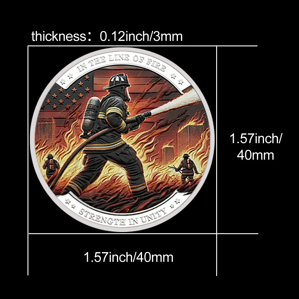 رجال الاطفاء التذكارية عملة ميدالية هدية بطل الشجاعة خدمة التحدي عملة لجمع وتذكاري #3