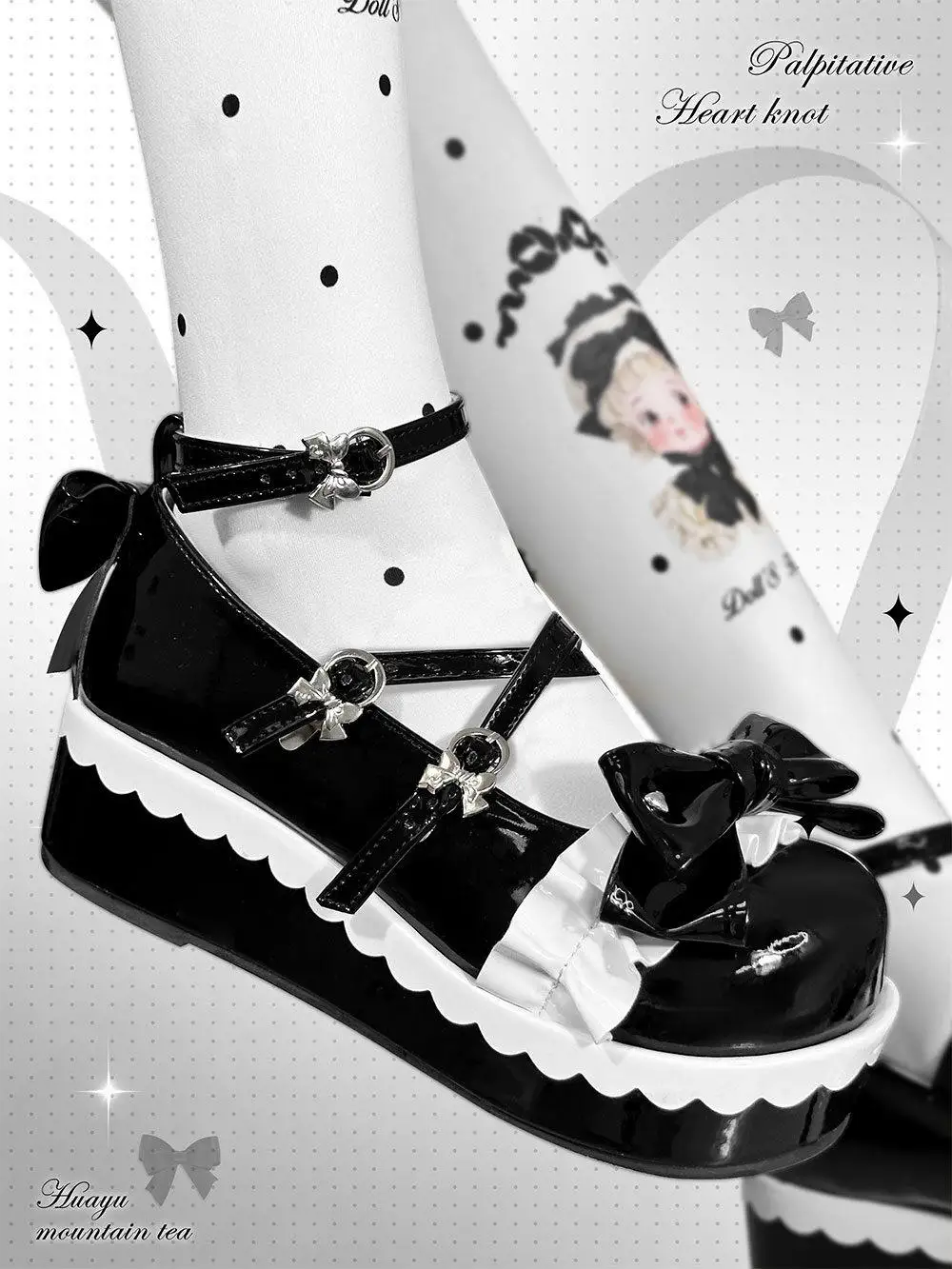 

Japanese Original Sweet and Cute Lolita Bow Muffin Shoes Soft Girl Elegant Round Head Doll Platform Shoes Single Shoes for Women