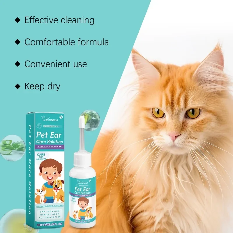 Pets Ear Cleaner Safe Cat and Dog Ears Mite Relief Moisturizing Cleaning Decontamination Care Agent Pet Products Supplies