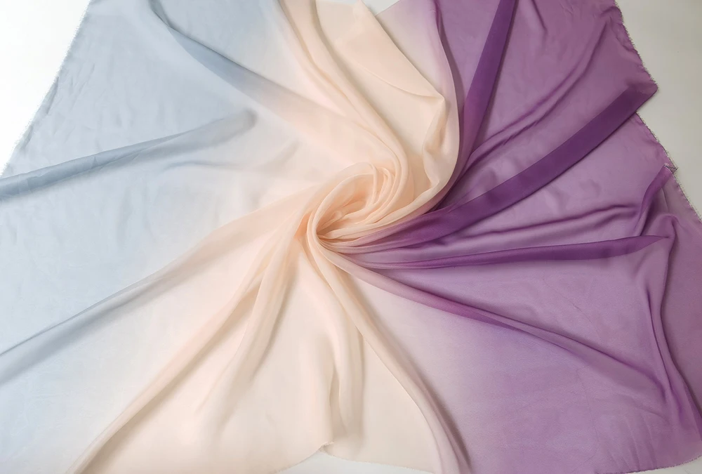 Ombre Chiffon 58'' breit nach Meter 30D Farbverlauf Chiffon transparenter Stoff Tanzschal Hochzeitsdekorationen transparent – Detail 35