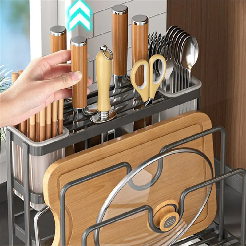 IALJ-المطبخ تخزين الرف متعددة الوظائف متعددة الوظائف بالوعة حامل حامل الصلب الصابون رف منشفة حامل المطبخ