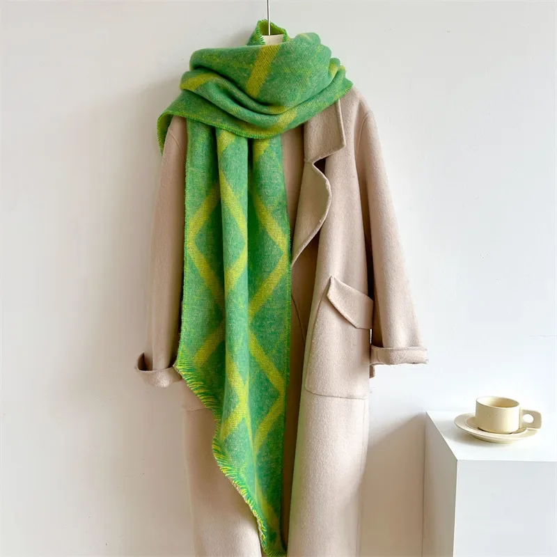 

Men Women Autumn Winter Plaid Long Scarf Fashion Warm Thick Scarves Female Korean Vintage Shawl Bufandas Designer Scarf Hijab