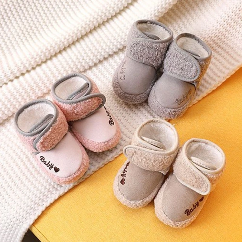 

Winter Snow Baby Boots Multiple Colors Warm Fluff Balls Indoor Colloidal particle sole Infant Newborn Toddler Baby Shoes