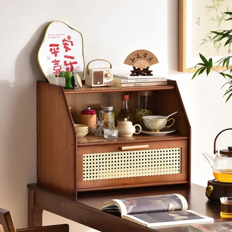 

Bamboo Tabletop Storage Shelf Teacup Holder Tea Display Case Cup Oragnizer Storage Box Tea Cabinet Shelf