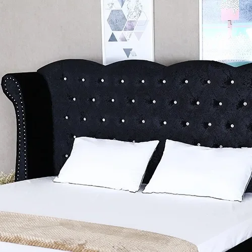 Light luxury pull drill sleigh bed, large size, bedroom bed Dutch velvet velvet bed Comfortable double bed