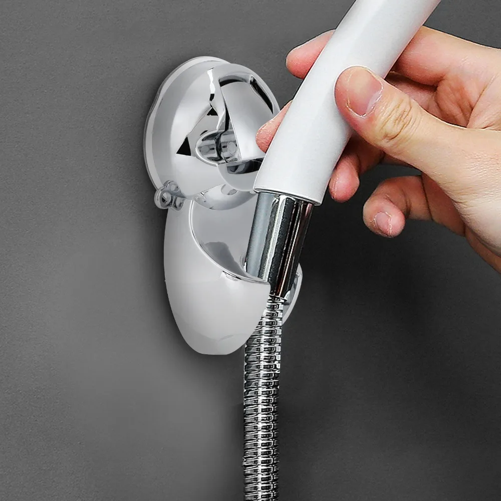 Plastic Material Shower Head Holder Suction Cup Mount Adjustable Angle Shower Head Bracket Removable Structure 5.3x2.8 Inch Size