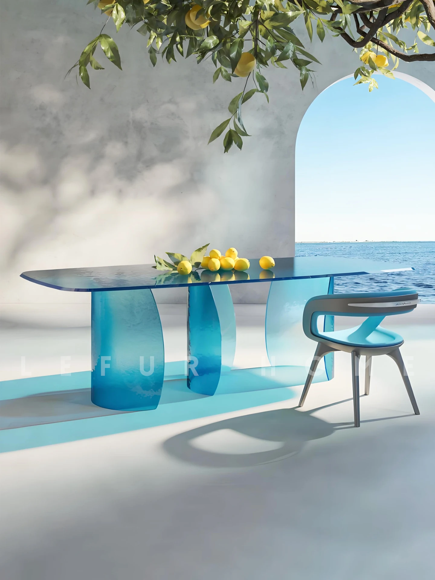 

Reflex Glass Dining Table Italian Minimalist Home Dining Table Villa Large Flat Long Table Negotiation