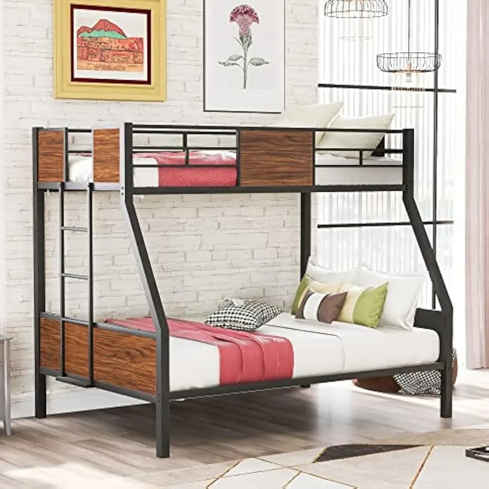 Twin Over Full Bunk Bed, Metal Bunk Bed Frame, Sturdy Steel Bed Frame, Modern Style Bunk Beds for Kids, Toddlers, Teens, Adults