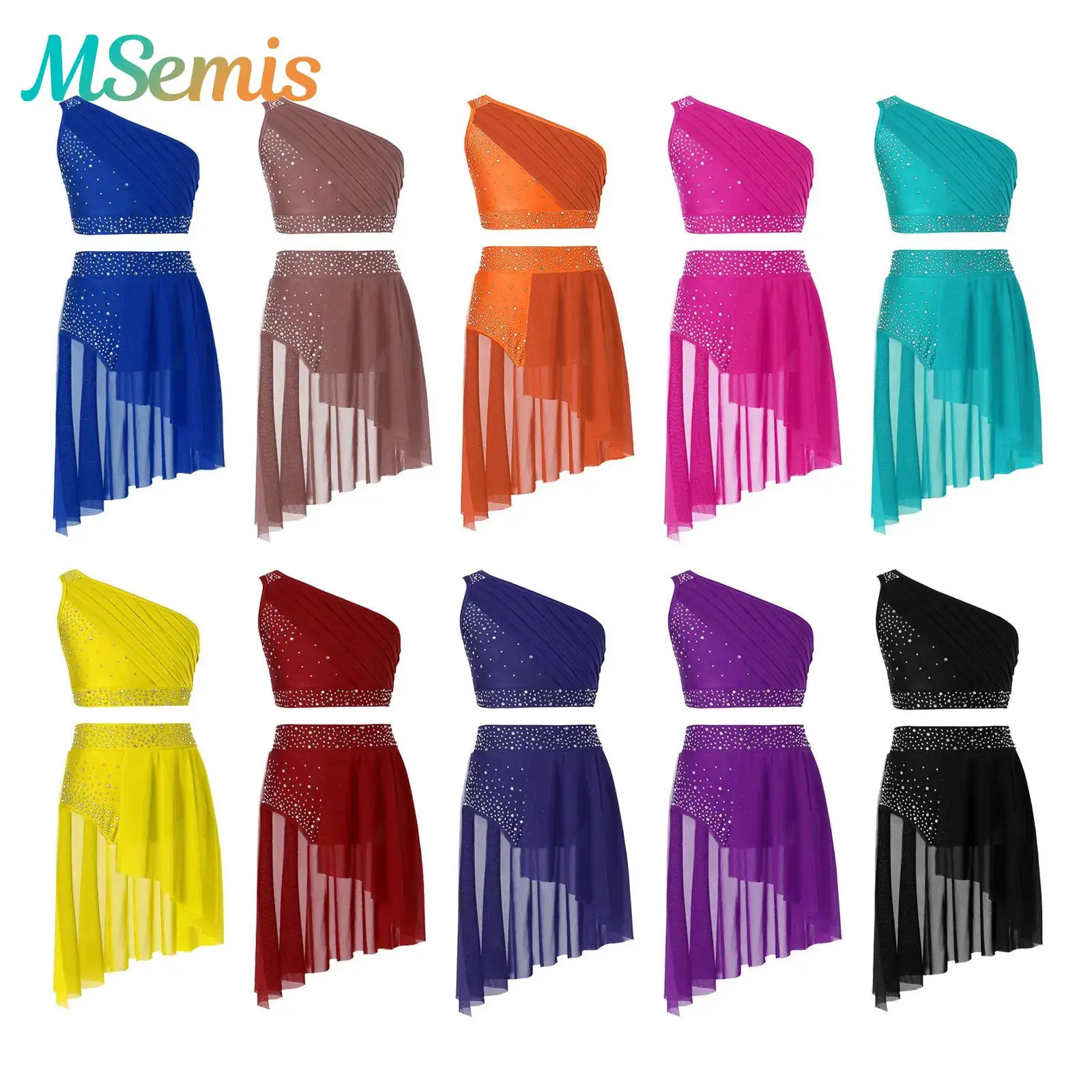 

Kids Girls Shiny Rhinestones Gymnastics Leotard Athletic Artistic Skating Dress Ballet Tutu Lyrical Dance Performance Costume