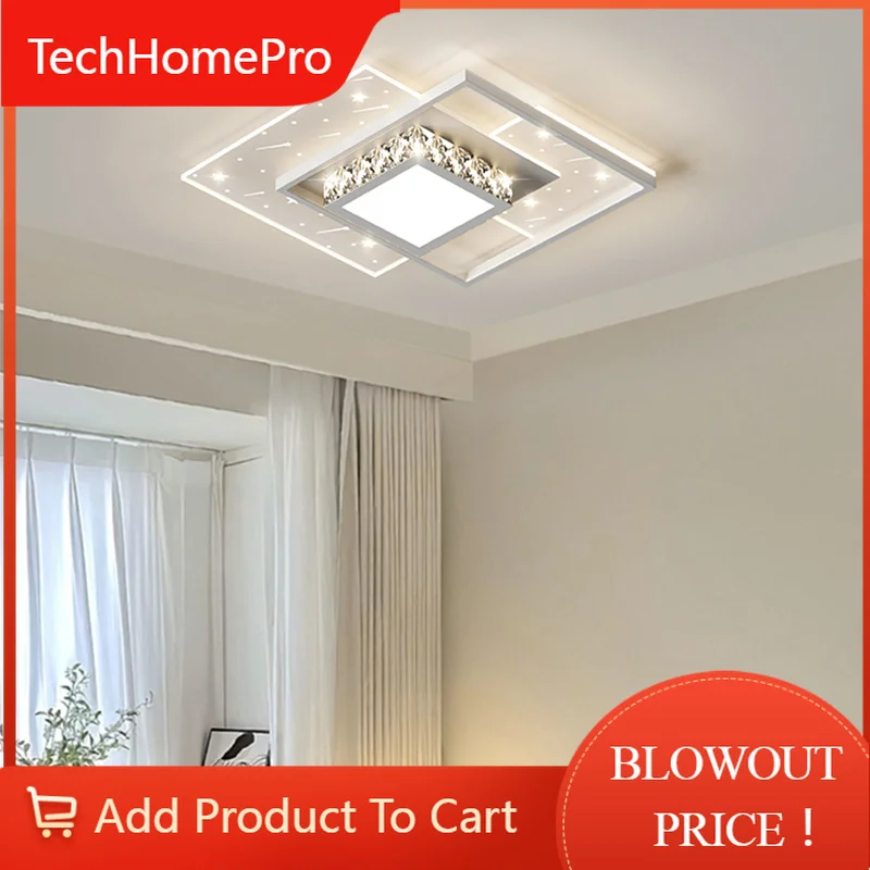 TechHPNew High-end Sparkle Ceiling Lights Living Room Ceiling Light Black White Color Clash Simple