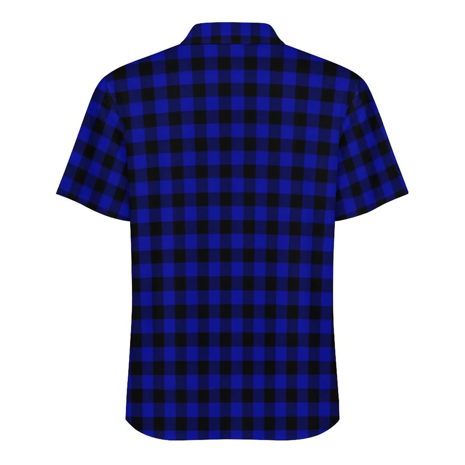 Black Dark Blue Plaid Vacation Shirt Man Checkerboard Novelty Casual Shirts Summer Short Sleeve Harajuku Design Oversize Blouses