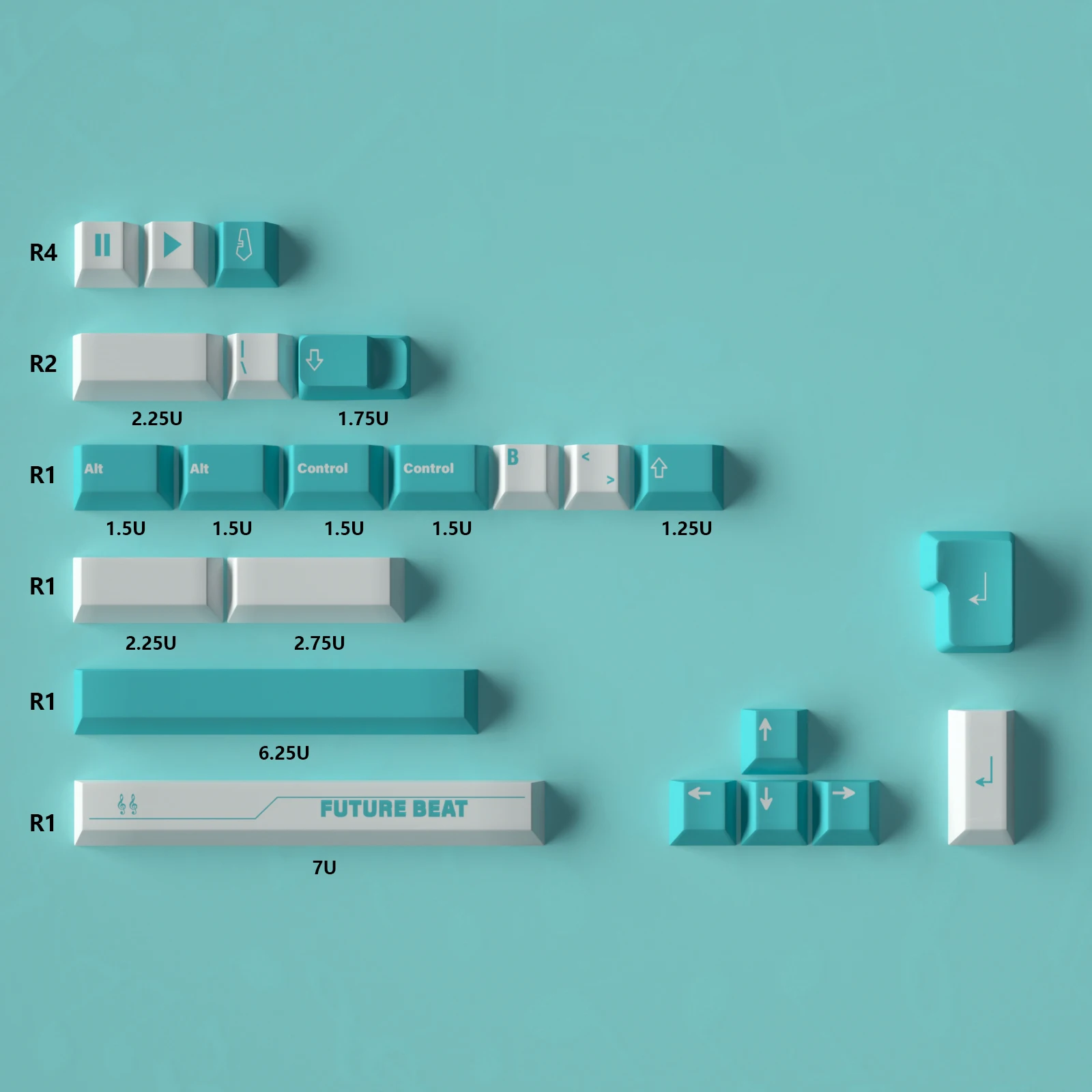 129 Key GMK blue-white Keycaps PBT Dye Subbed Key Caps Cherry