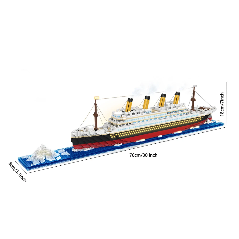 Titanic Model Cruise Ship with Iceberg Building Blocks Adult Micro Mini Brick Toy Perfect Gift for Entertainment and Decoration