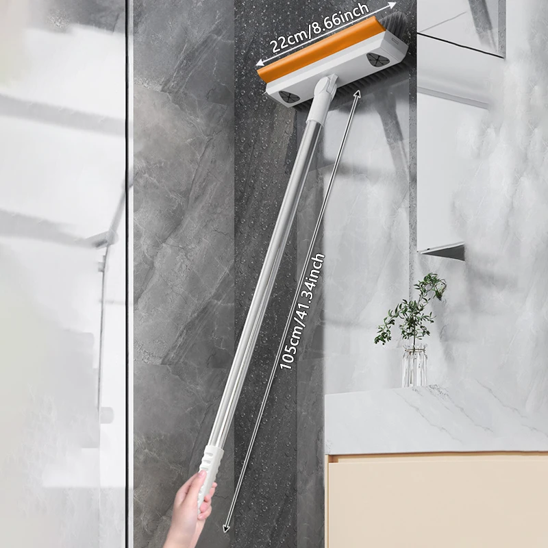 فرشاة تنظيف بمقبض طويل قابلة للتطوير، فرشاة تنظيف أرضية الحمام متعددة الوظائف، مكشطة سيليكون، مكنسة سحرية، ممسحة زجاجية #6