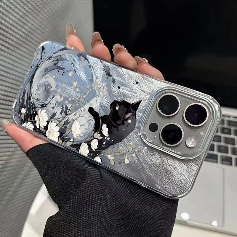 Spring Series Pear Blossom Black Cat Phone Case For Xiaomi 14T Pro 11 Lite 5G NE 14T 13T Shockproof Silicone Bumper Cases Cover