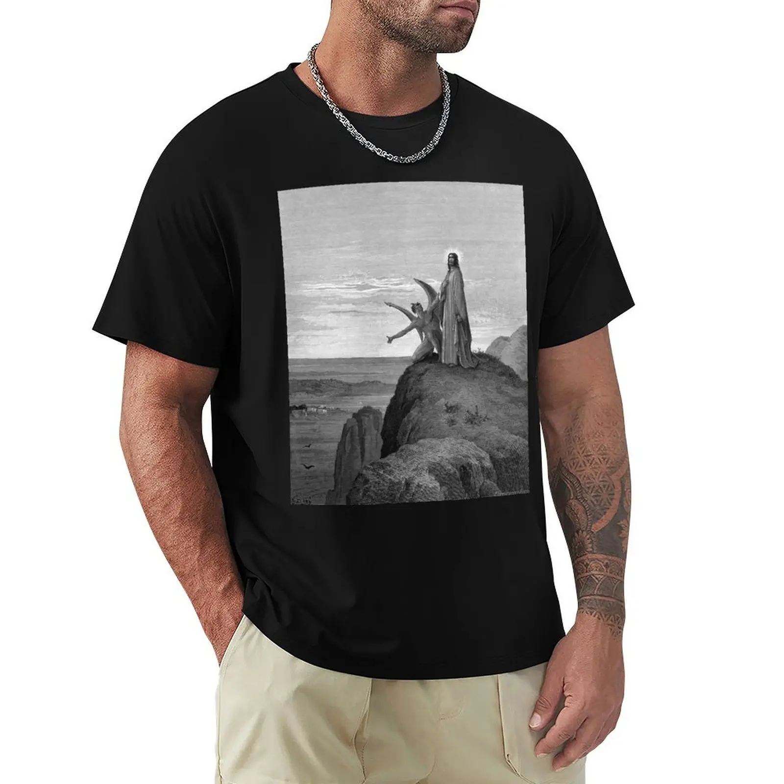 

High Res Gustave Doré The Temptation of Christ 1866 T-Shirt gifts for boyfriend street wear designer t shirt men