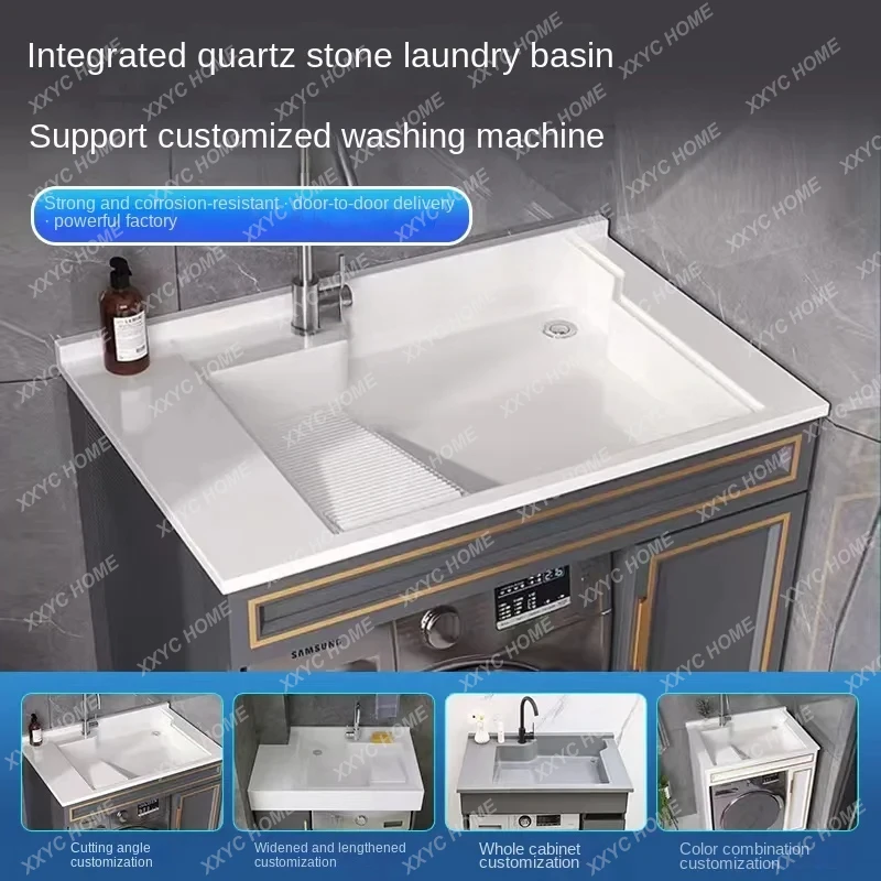 Xl Integrated Balcony Basin Corner Cutting Washing Machine Quartz Stone Machine Inter-Platform Basin with Washboard