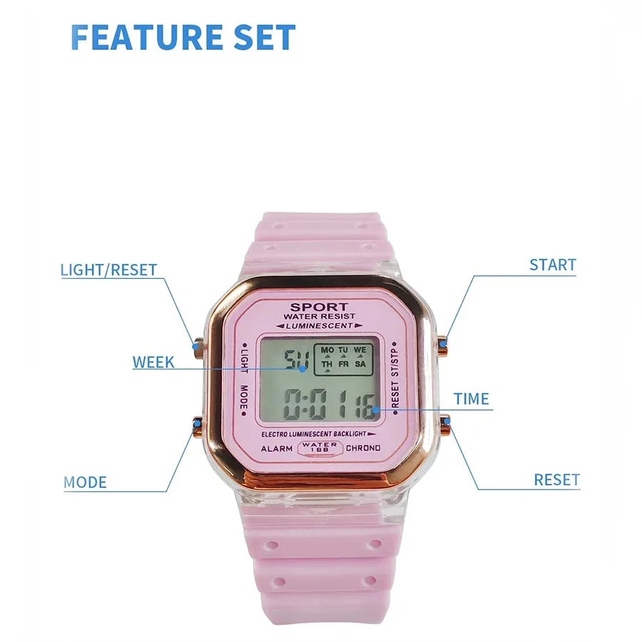 Fashion Digital Student Electronic Watch Candy Multicolor Kids Women Sports Polygon Led Electronic Watches Clock Girls Watch