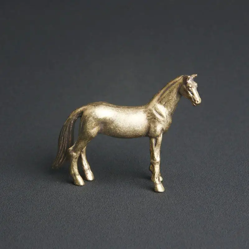 Bronze Horse Desktop Decoration Living Room Tea Table Sculpture Metal Craft Home Decorations Chinese Zodiac Horse Statue