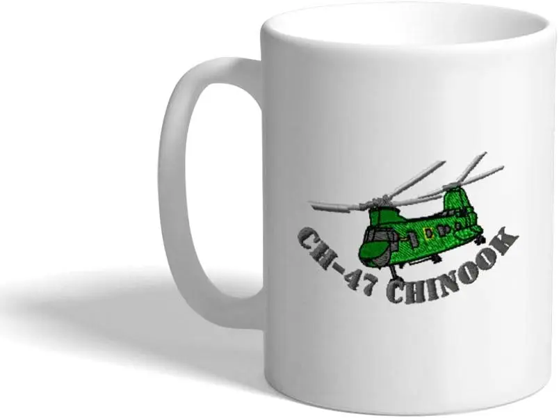 Ceramic Coffee Mug 11 Ounces Ch-47 Chinook Helicopter Name White Tea Cup Design Only