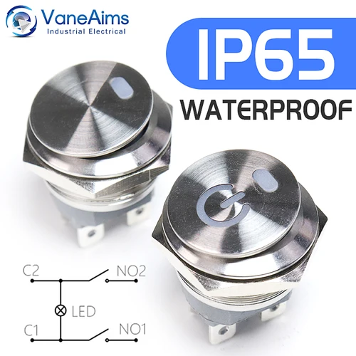 Interruptor basculante de palanca de Metal encendido apagado 220v 12v 6v 22mm 2NO 4pin enganche fijo 16A interruptor de luz LED de alta corriente coche barco motocicleta