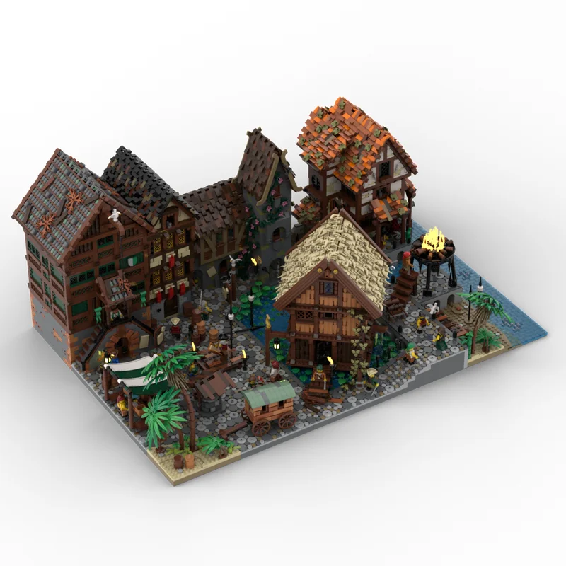 15725 PCS Moc Mittelalterliche Piraten Serie Port Sauvage Häuser Modell Bausteine DIY Kreative Ideen Kind Ziegel Spielzeug Geburtstag Geschenk